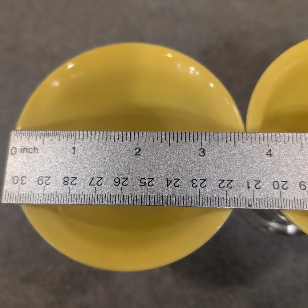 Retro Yellow Glass Cups Set of 3 Woven Design Pedestal Base‎ Drinkware - Picture 3 of 3